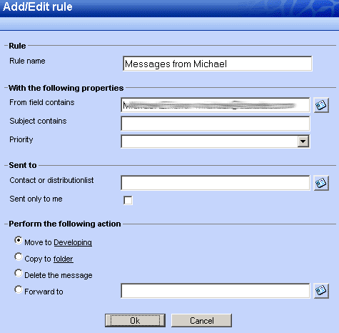 Toevoegen/bewerken van het regelsvenster