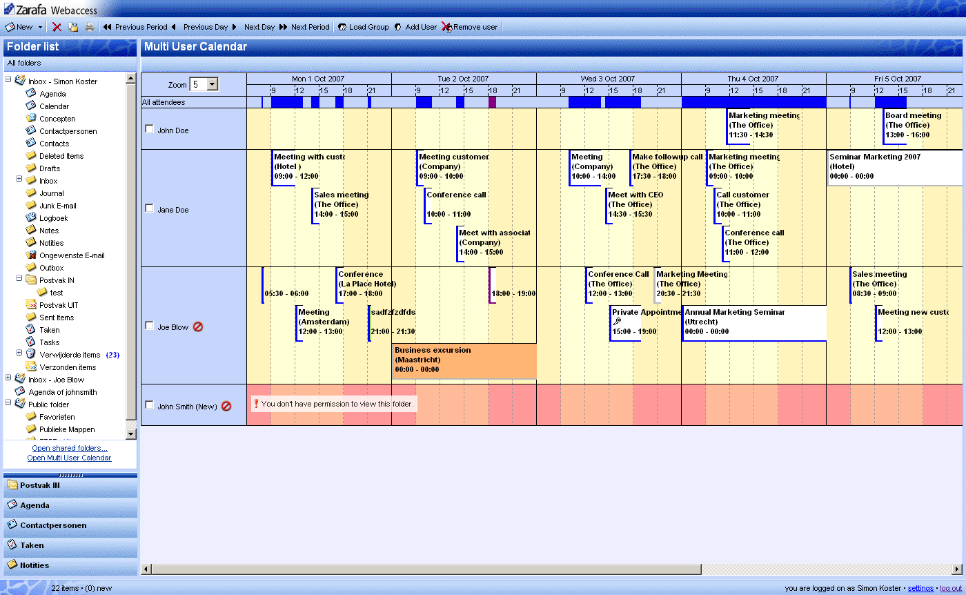 Calendário Multi-usuário