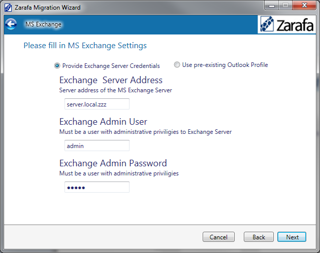 Exchange Server configuration