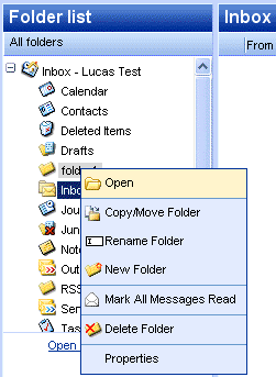 Context menu of a folder