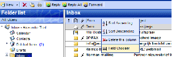 Context menu from a mail view column