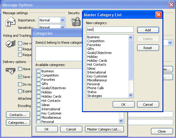 Adicionando categoria no Ms Outlook 2000/2003