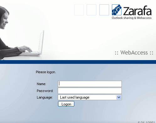 Login screen